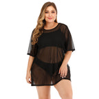 Damen transparenter Strandüberwurf mit weitem Schnitt R&B