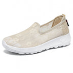 Damen Elegante und bequeme Slip-On Sneakers mit Spitzenoberfläche