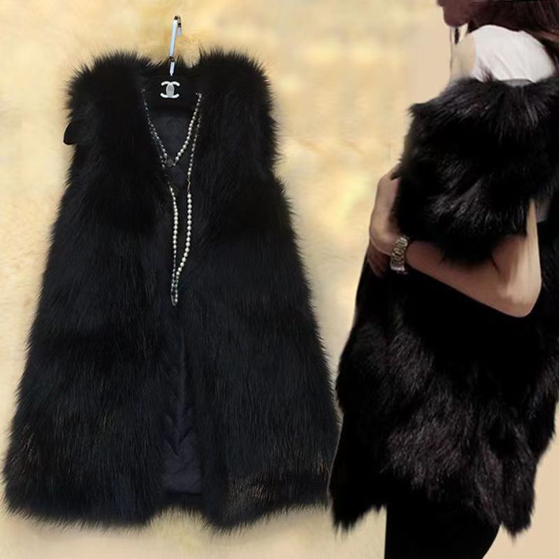 Damen Elegante Kunstpelzweste mit modischem Schnitt R&B