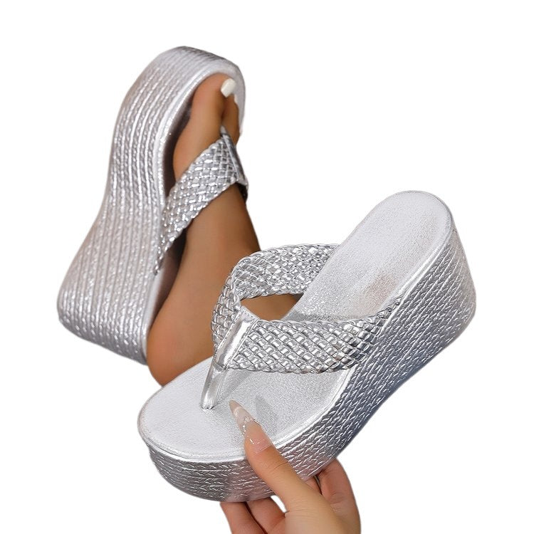 Damen Hochwertige Plateausandalen mit breiten Riemen R&B