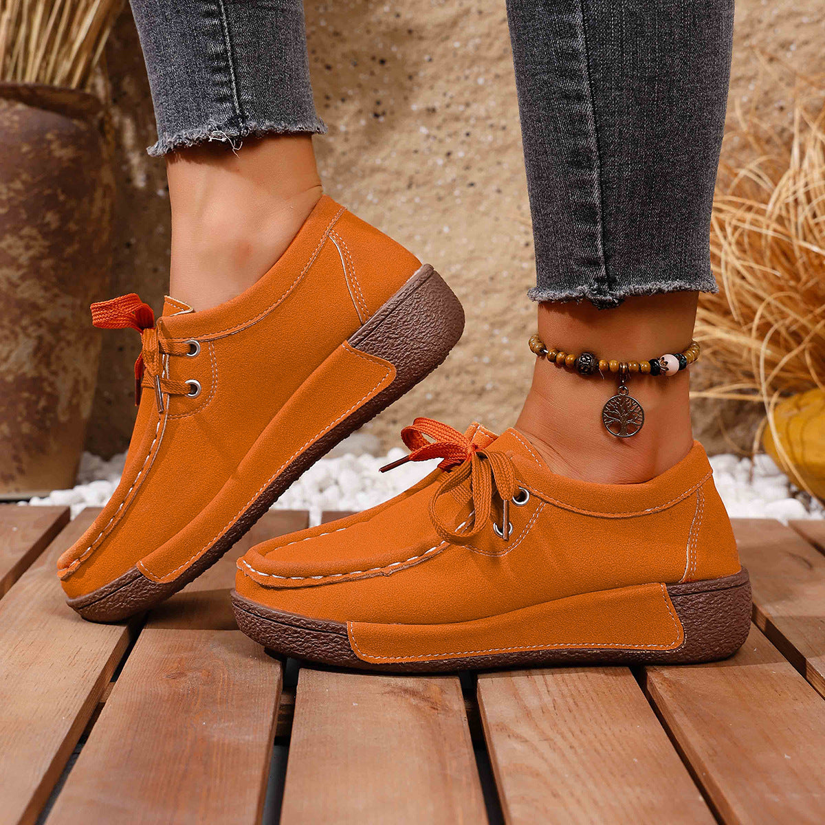Damen bequeme Freizeitschuhe mit detailreichem Schnürdesign R&B