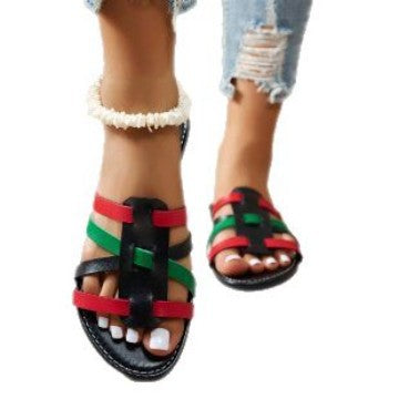 Damen offene Riemensandalen mit geflochtenem Design R&B