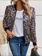 Damen Funktionsjacke mit glitzerndem Paillettendesign und bequemen Bündchen EB