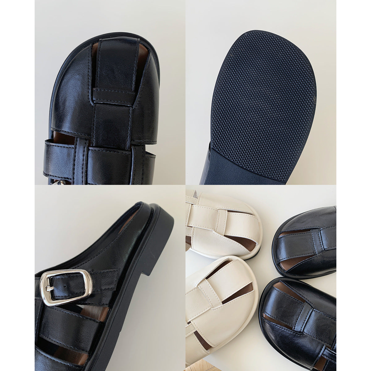 Damen elegante offene Clogs mit modischem Schnallen-Design