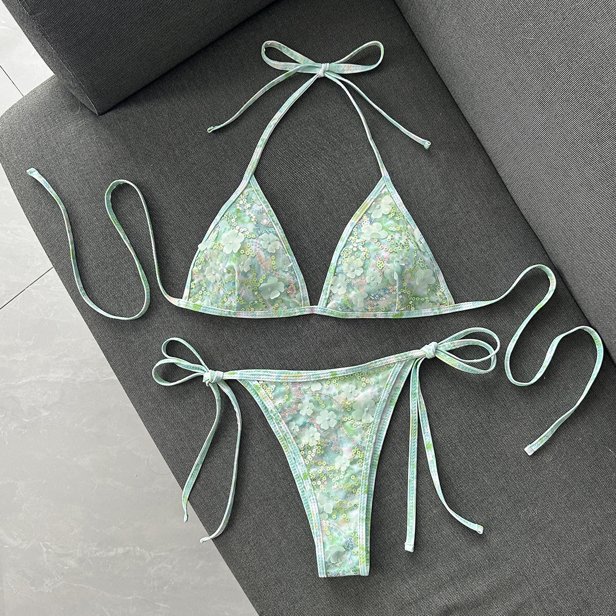 Damen Triangel-Bikini mit luxuriöser Stickerei R&B
