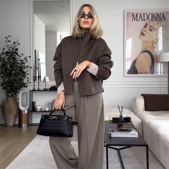 Damen lässige Steppjacke mit hohem Kragen und praktischen Taschen R&B