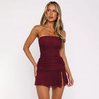 Damen figurbetontes Mini-Kleid mit gerafftem Design R&B