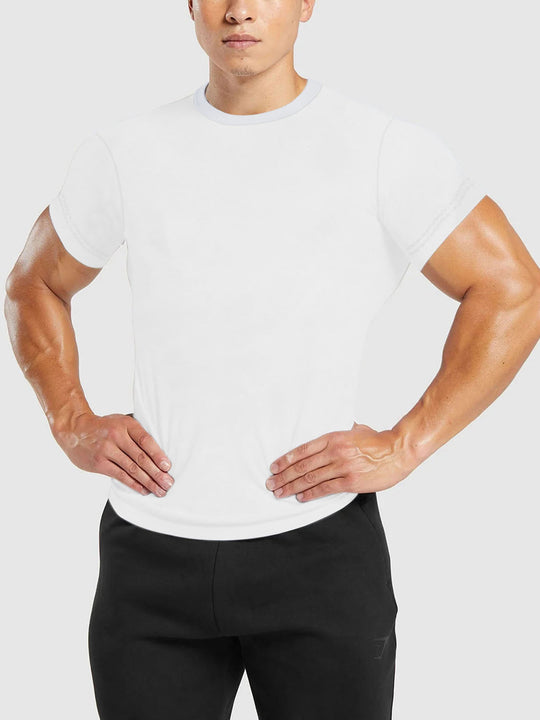 Herren nan tailliertes Rundhals-Leistungsshirt mit elastischem Seitenkeil und flachen Nähten R&B
