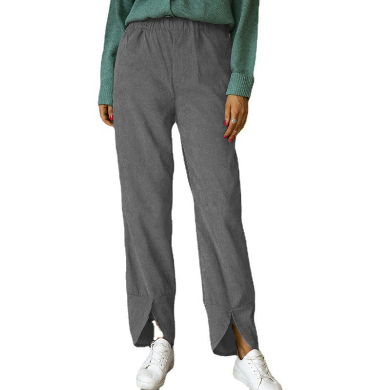 Damen Modische und bequeme Bundhose mit seitlichen Schlitzdetails R&B