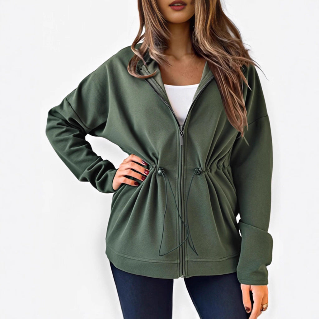 Damen lässige Kapuzenjacke mit regulierbarem Bund R&B