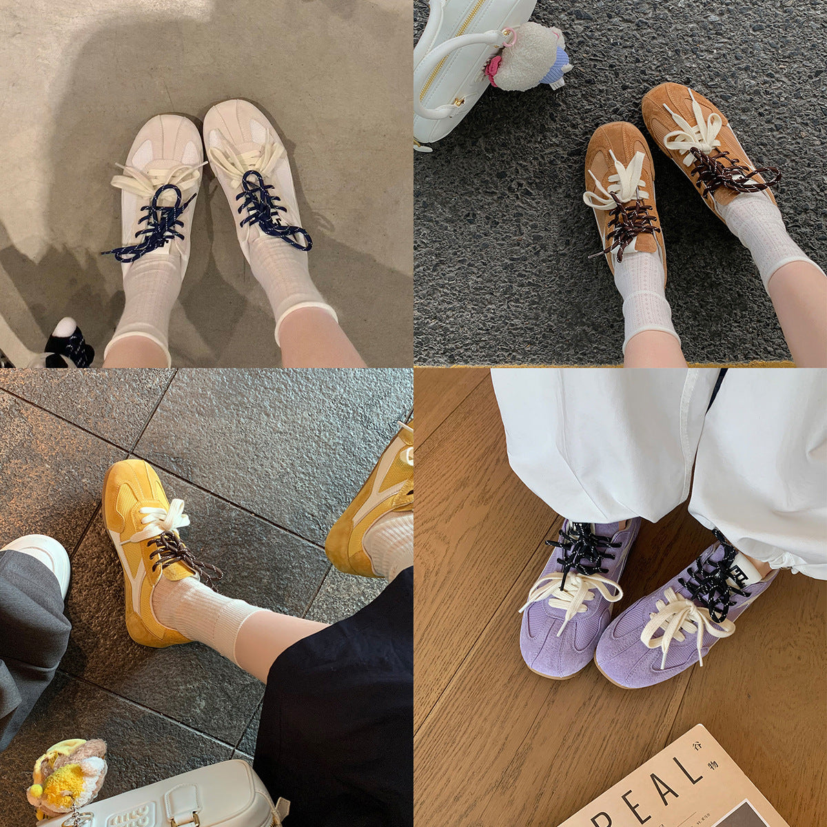 Damen sportliche Sneaker mit atmungsaktivem Obermaterial und modischem Schnürsystem R&B