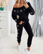 Damen Lässiges Freizeitoutfit mit gekonntem Cut-Out und Ösendetails R&B