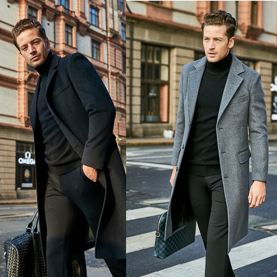 Herren eleganter Übermantel mit schmalem Schnitt und modernen Details R&B