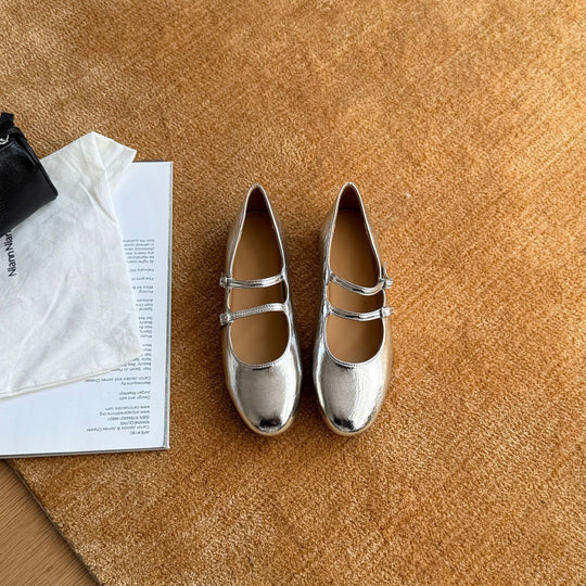 Damen Elegante Mary Jane Schuhe mit doppelten Riemchen und hochwertiger Leder-Oberfläche R&B