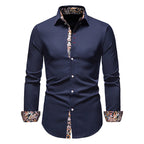 Herren elegantes Langarmhemd mit auffälligem Paisley-Muster R&B