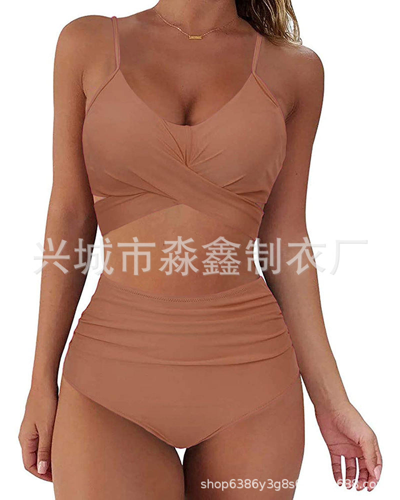 Damen Crop-Top Bikini-Set mit geflochtenem Design R&B
