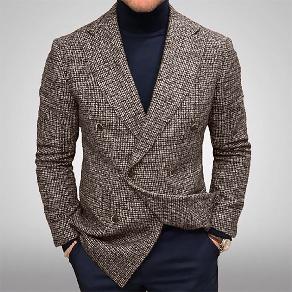 Herren modischer doppelreihiger Blazer mit feinem Strukturdesign R&B
