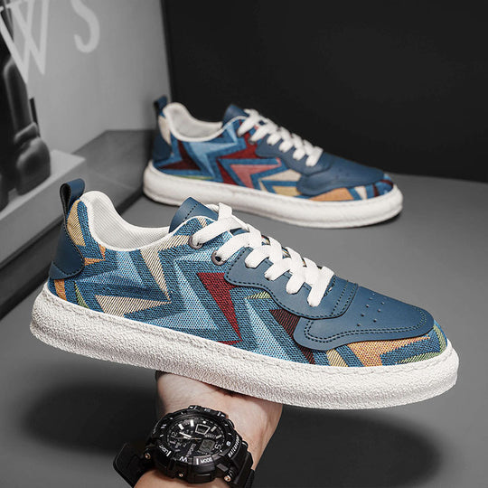 Damen Modische Sneakers mit buntem Zickzack-Muster und angenehmer Dämpfung R&B