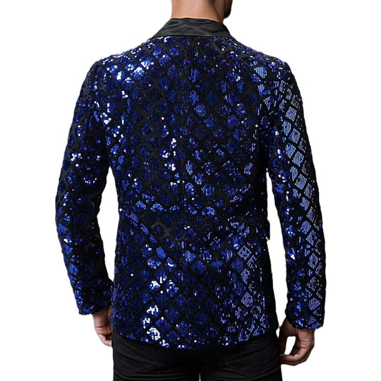 Herren glitzernder Smokingblazer mit luxuriösen Paillettenmustern R&B