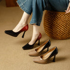 Damen Hochglanz Pumps mit quadratischem Zehenbereich und elegantem Konturdesign