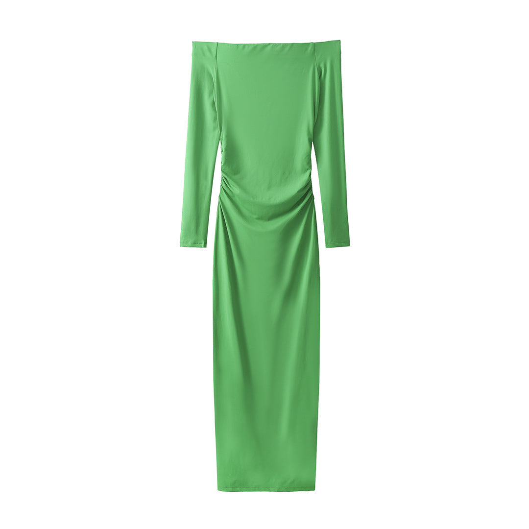 Damen Elegantes Maxikleid mit schulterfreiem Schnitt und raffinierten Rüschendetails R&B