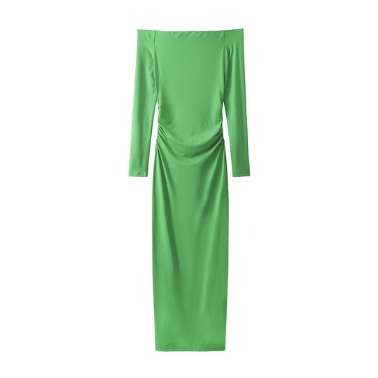 Damen Elegantes Maxikleid mit schulterfreiem Schnitt und raffinierten Rüschendetails R&B