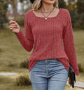 Damen Rippstrickpullover mit quadratischem Ausschnitt R&B