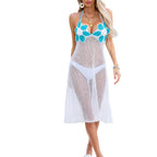 Damen Häkel-Strandüberwurf mit Blumenapplikationen und elegantem Schnitt R&B