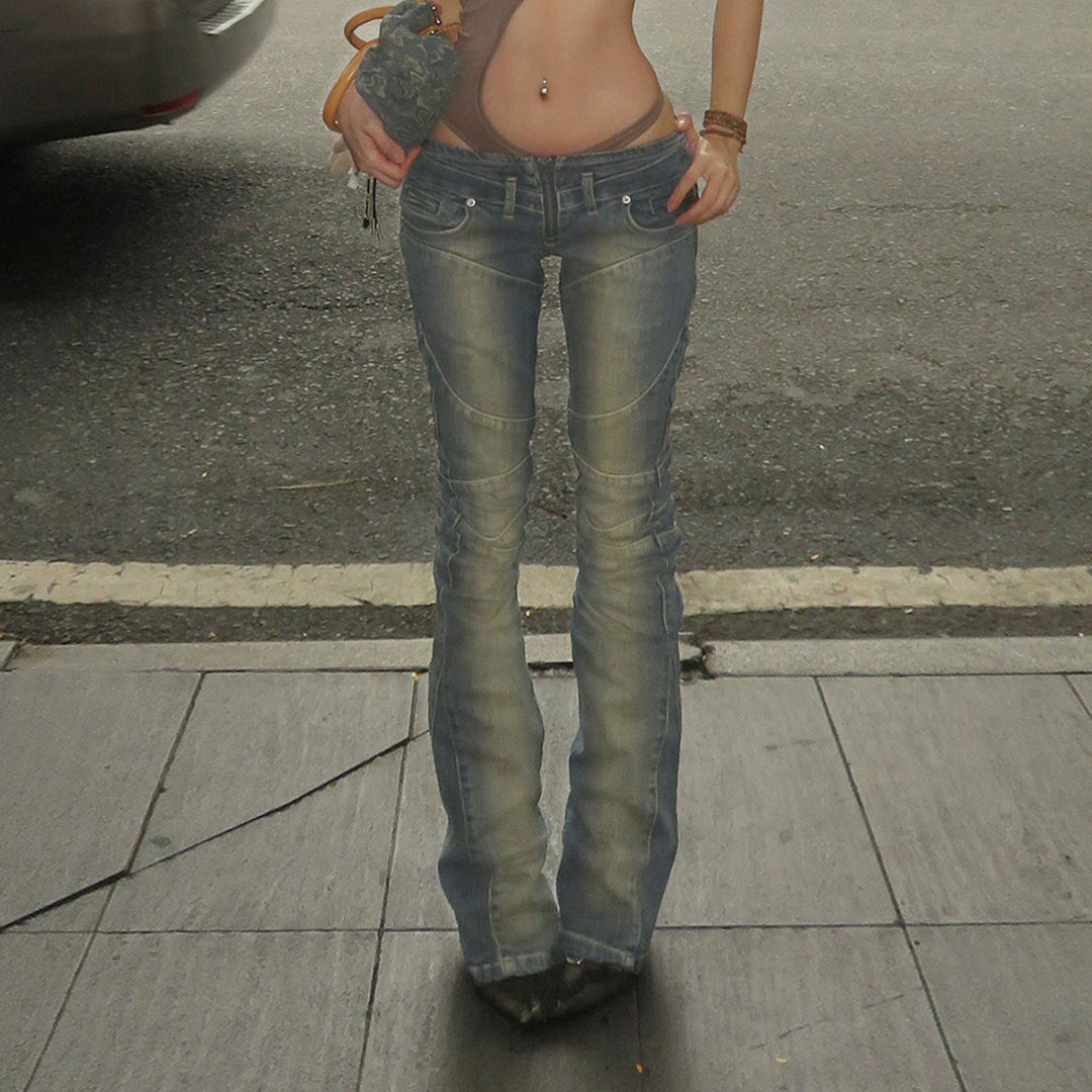 Damen Bootcut Jeans mit modischen Nähten und komfortablem elastischen Bund R&B