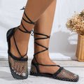 Damen elegante Netzsandalen mit verstellbarem Schnürsystem und rutschfester Sohle R&B