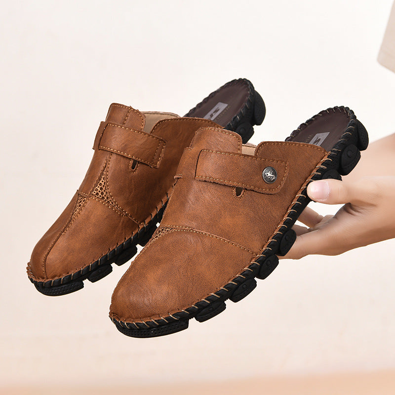 Herren Bequeme Leder-Sandalen mit verstellbarem Riemensystem R&B