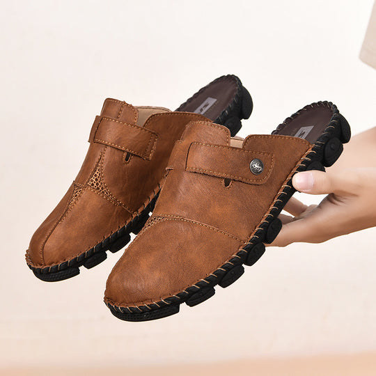 Herren Bequeme Leder-Sandalen mit verstellbarem Riemensystem R&B