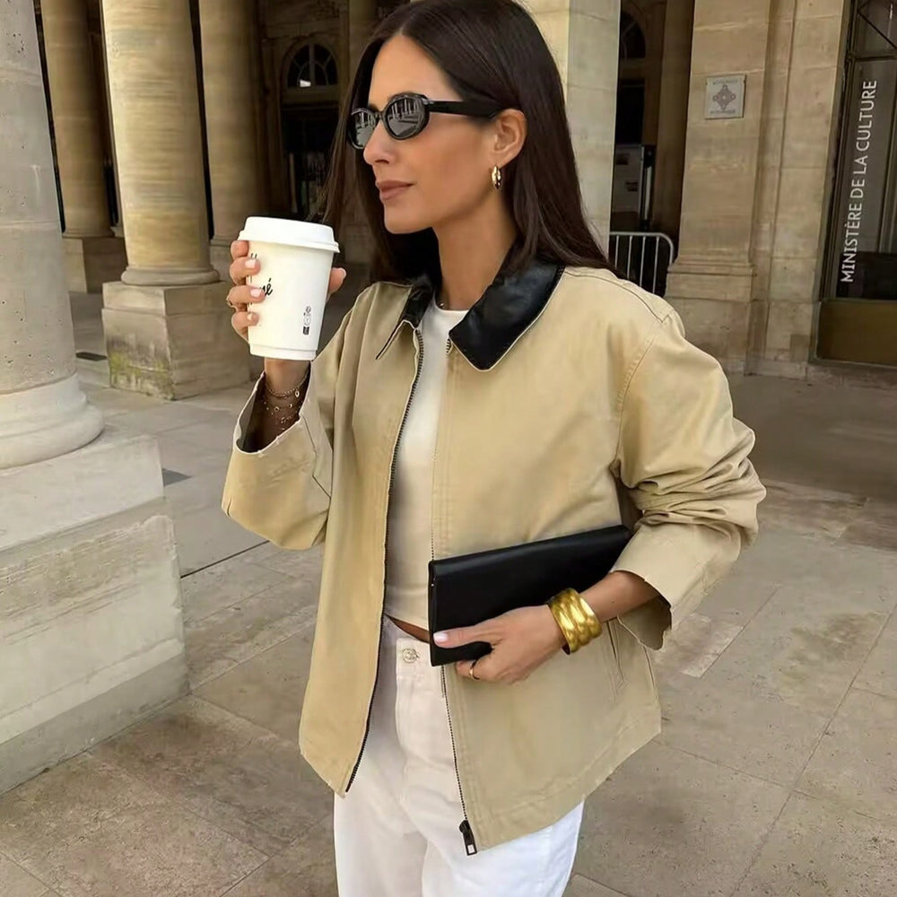 Damen lässige Übergangsjacke mit modernem Stehkragen und praktischen Taschen R&B
