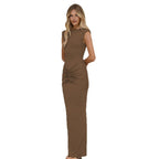 Damen Maxikleid mit elegantem Raffungsdesign und taillierter Silhouette R&B