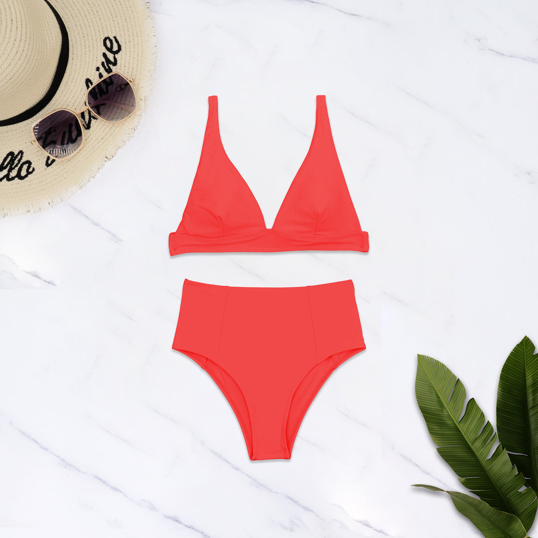 Damen Hochgeschnittener Bikini mit tiefem V-Ausschnitt R&B
