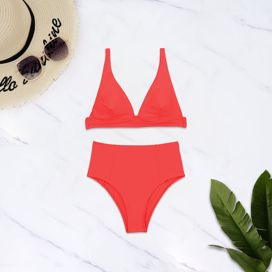 Damen Hochgeschnittener Bikini mit tiefem V-Ausschnitt R&B
