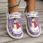 Damen Sneakers im winterlichen Design mit Schneemann-Motiv und rutschfester Sohle R&B