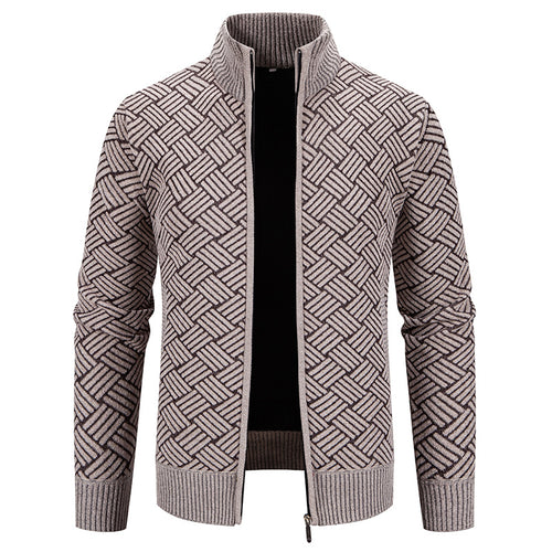 Herren Strickjacke mit modernem Karomuster R&B