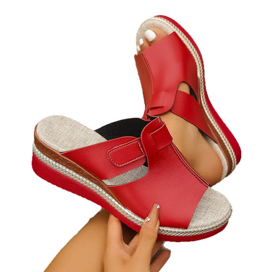 Damen elegante und bequeme Wedge-Sandalen mit verstellbarem Riemen R&B