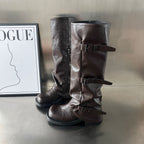 Damen modische Stiefel mit verstellbaren Riemen und robustem Profil R&B