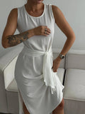 Damen sommerliches Wickelkleid mit seitlichem Schlitz und tailliertem Design R&B