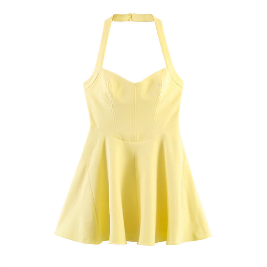 Damen Trägerkleid mit figurbetontem Oberteil und schwingendem Rock R&B