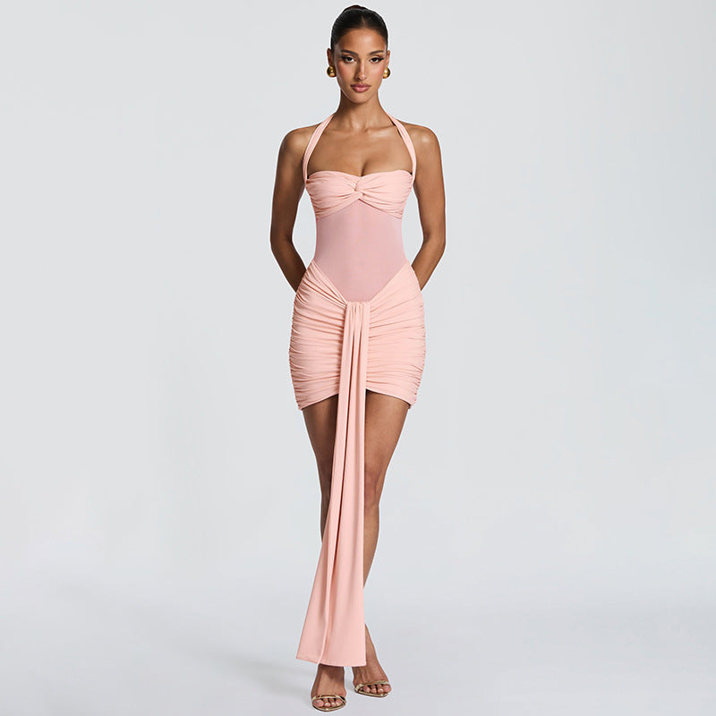 Damen Strandkleid mit raffiniertem Wickeldesign und charmanten Rüscheneffekt R&B