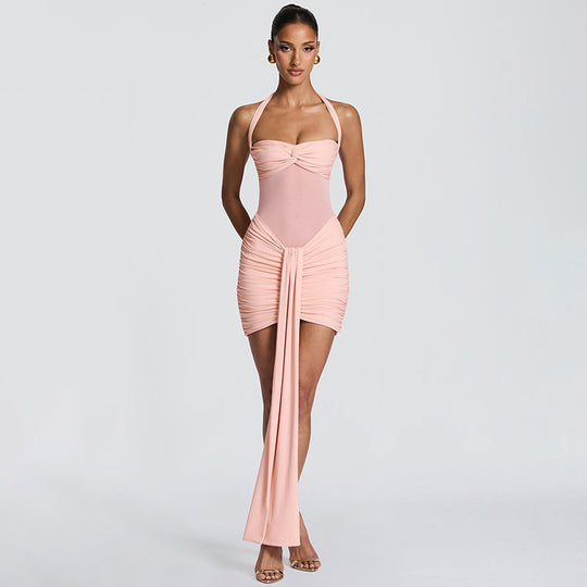 Damen Strandkleid mit raffiniertem Wickeldesign und charmanten Rüscheneffekt R&B