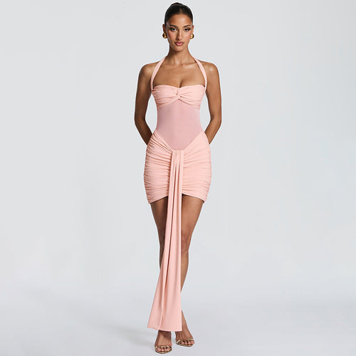 Damen Strandkleid mit raffiniertem Wickeldesign und charmanten Rüscheneffekt R&B