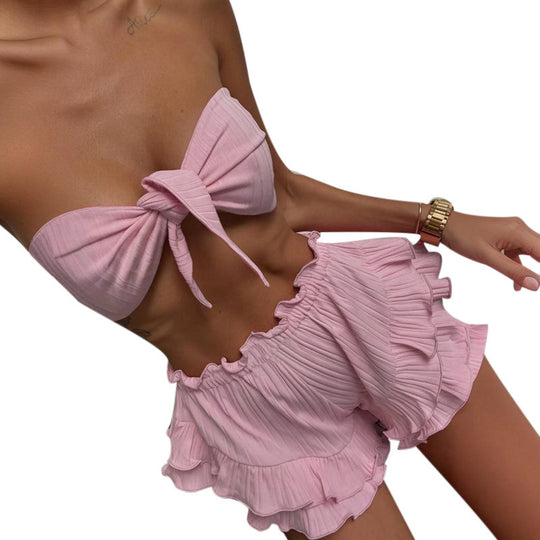 Damen Bustier-Badeanzug mit voluminösem Rüschenschnitt R&B