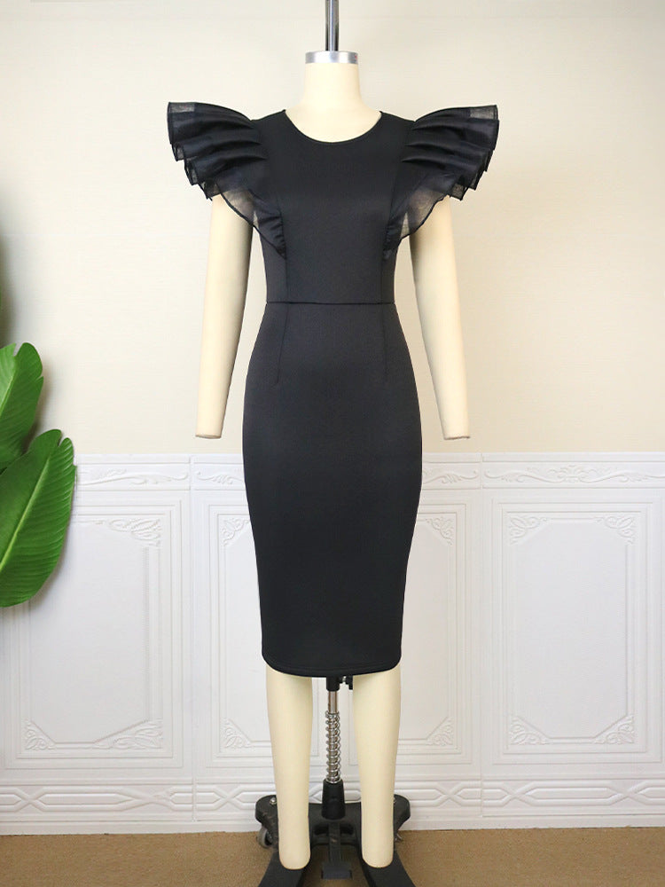 Damen Elegantes Etuikleid mit Rüschenärmel R&B