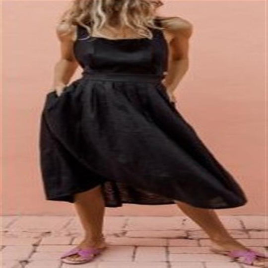 Damen Maxi-Kleid mit schulterfreiem Design und seitlichen Eingrifftaschen R&B