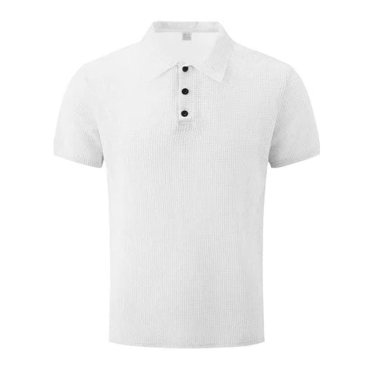 Herren nan Mikrostruktur-Poloshirt mit Hemdkragen, dezenter Knopfleiste und atmungsaktivem Jersey R&B