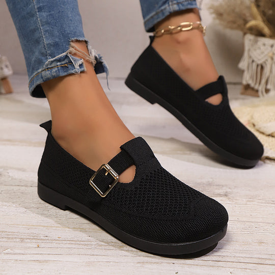 Damen luftige Ballerinas mit modischem Schnallen-Detail R&B